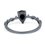 Art Deco Pear Natural Stone Wedding Ring