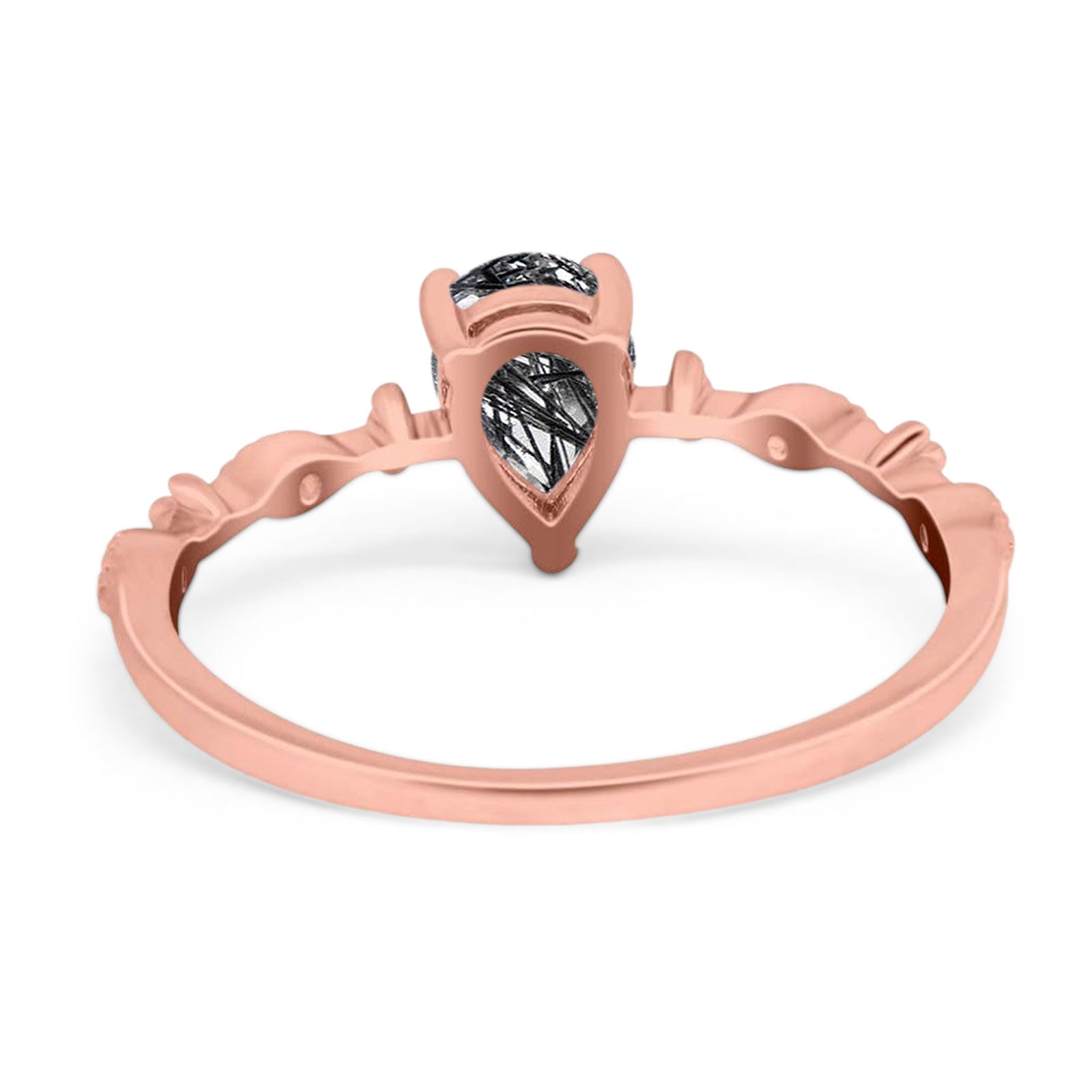 Art Deco Pear Natural Stone Wedding Ring