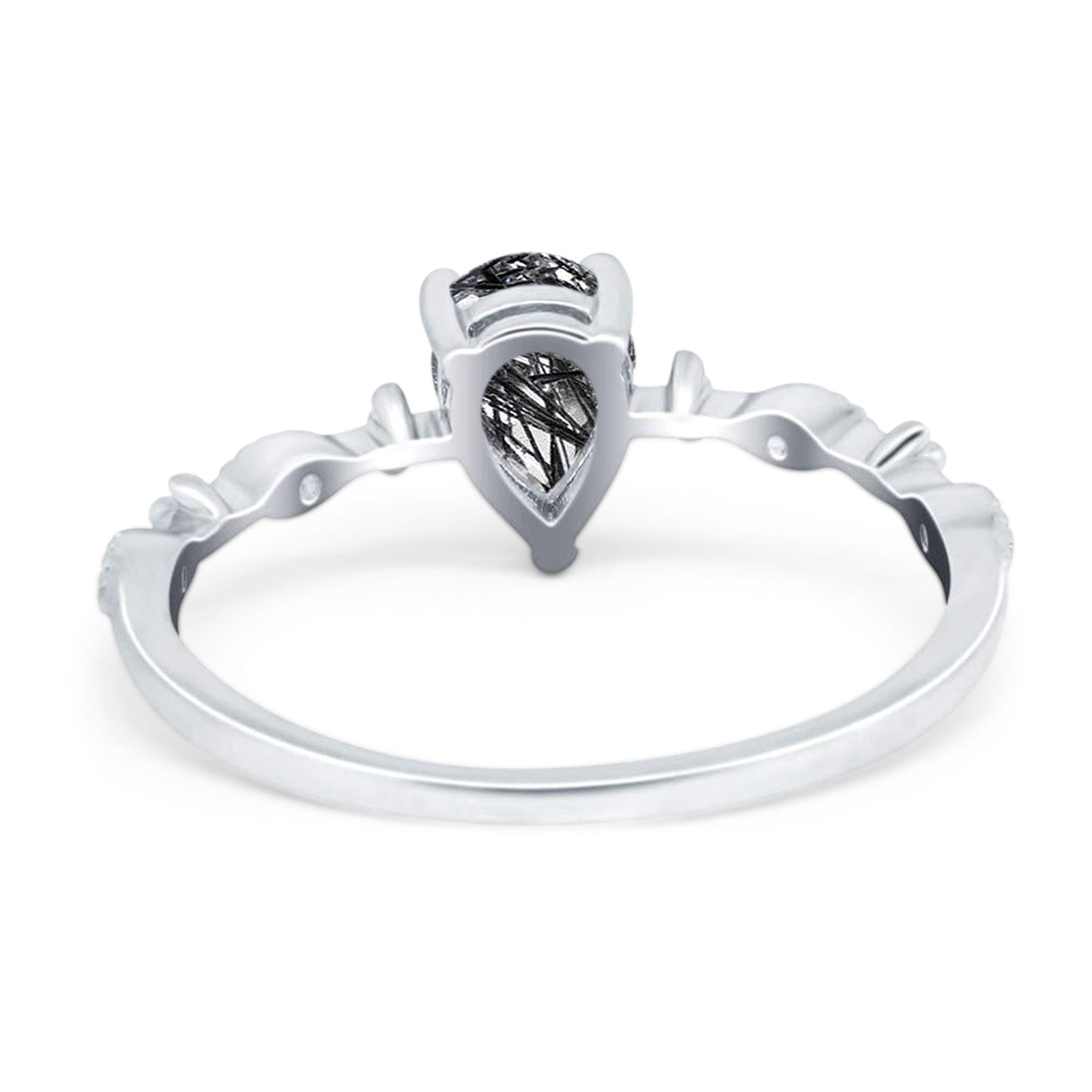 Art Deco Pear Natural Stone Wedding Ring