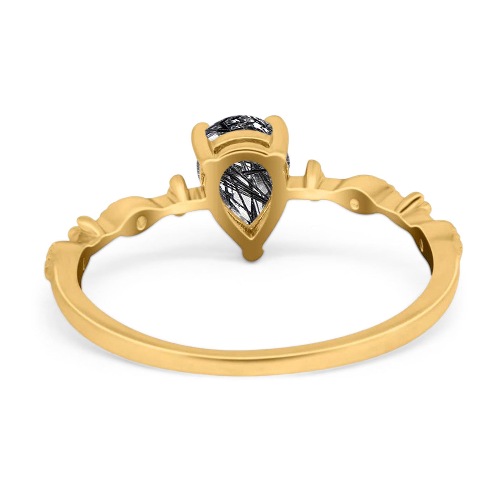 Art Deco Pear Natural Stone Wedding Ring