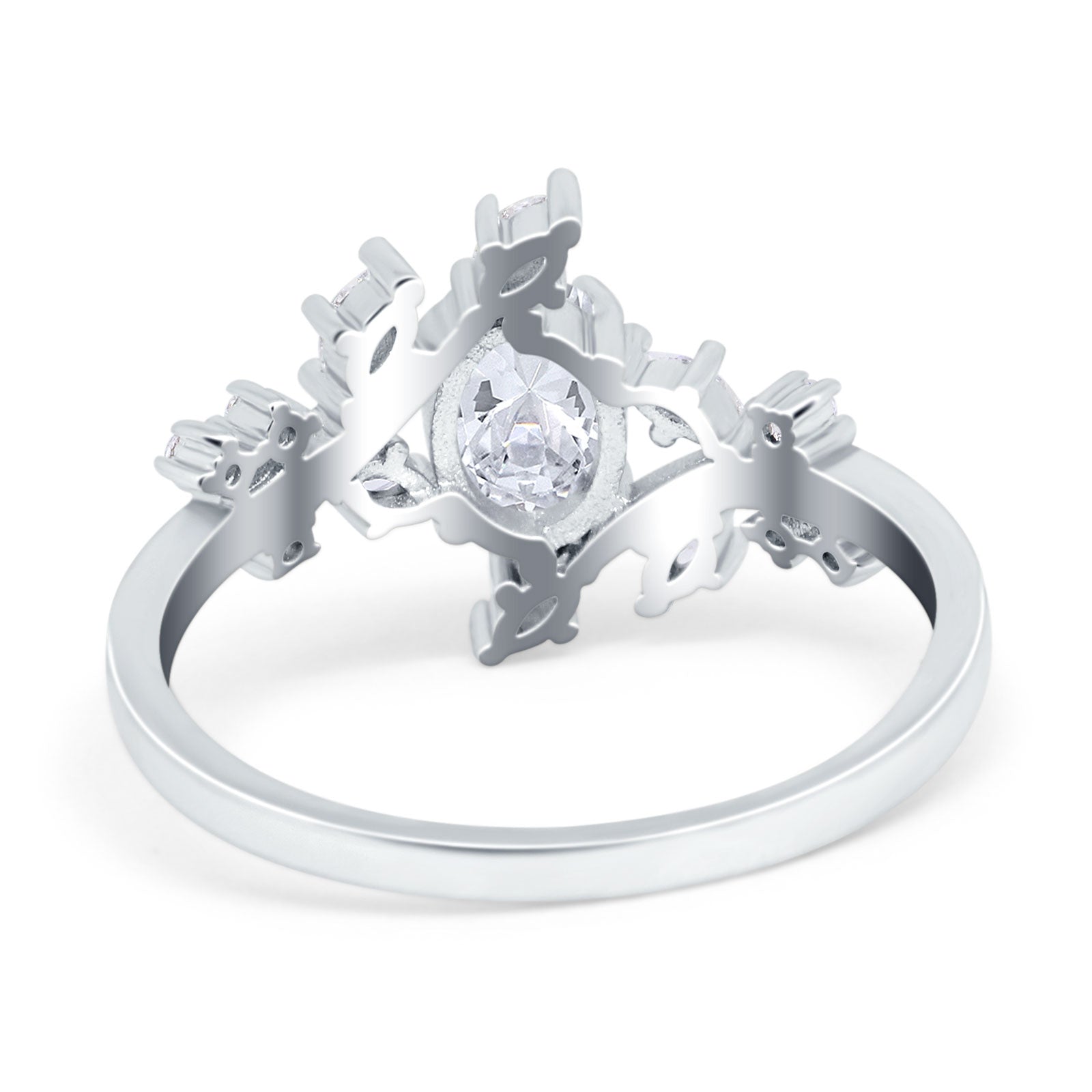 Floral Oval Natural Stone Wedding Ring