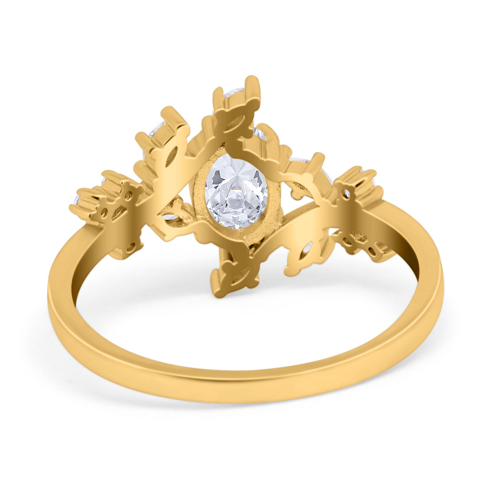 Floral Oval Natural Stone Wedding Ring
