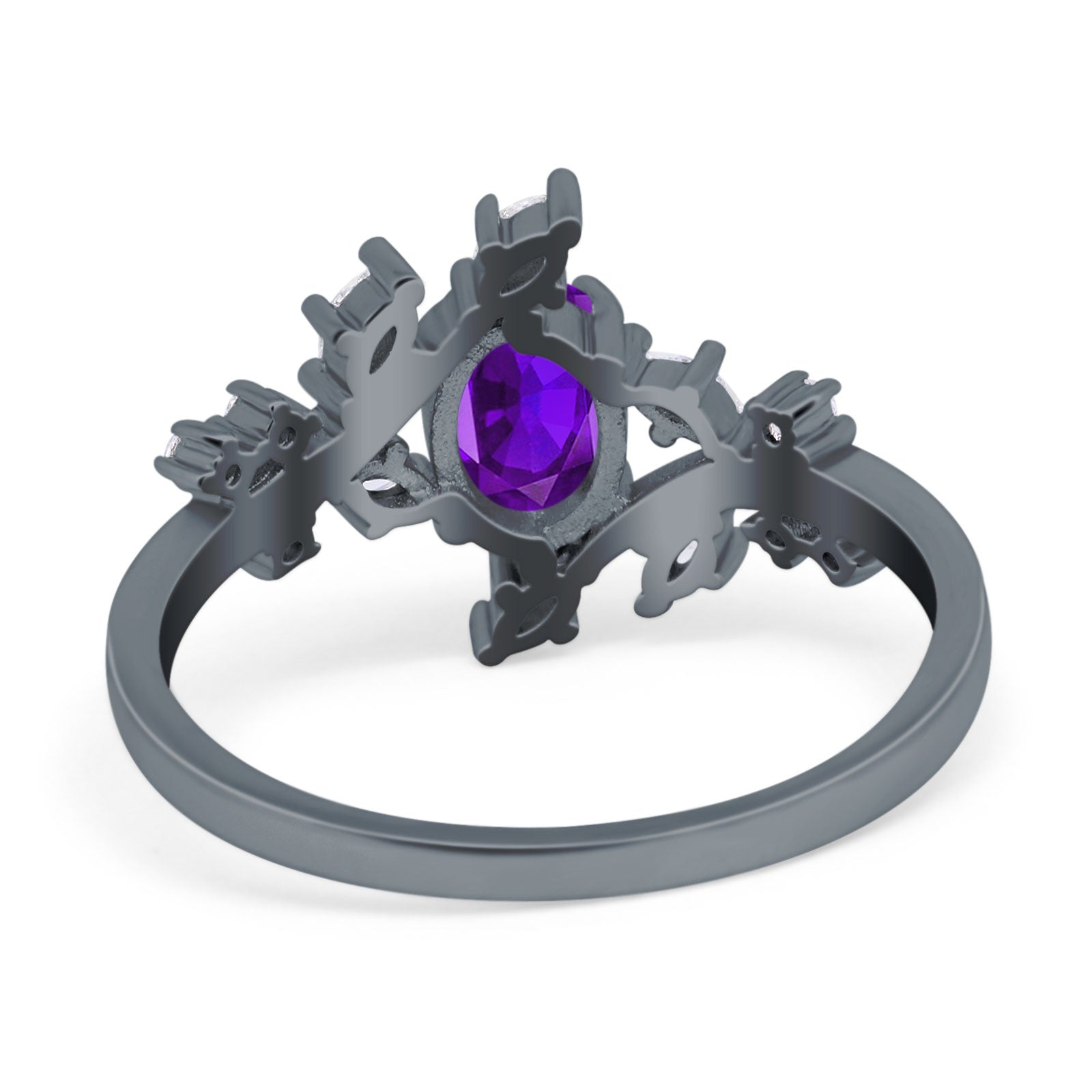 Floral Oval Natural Stone Wedding Ring