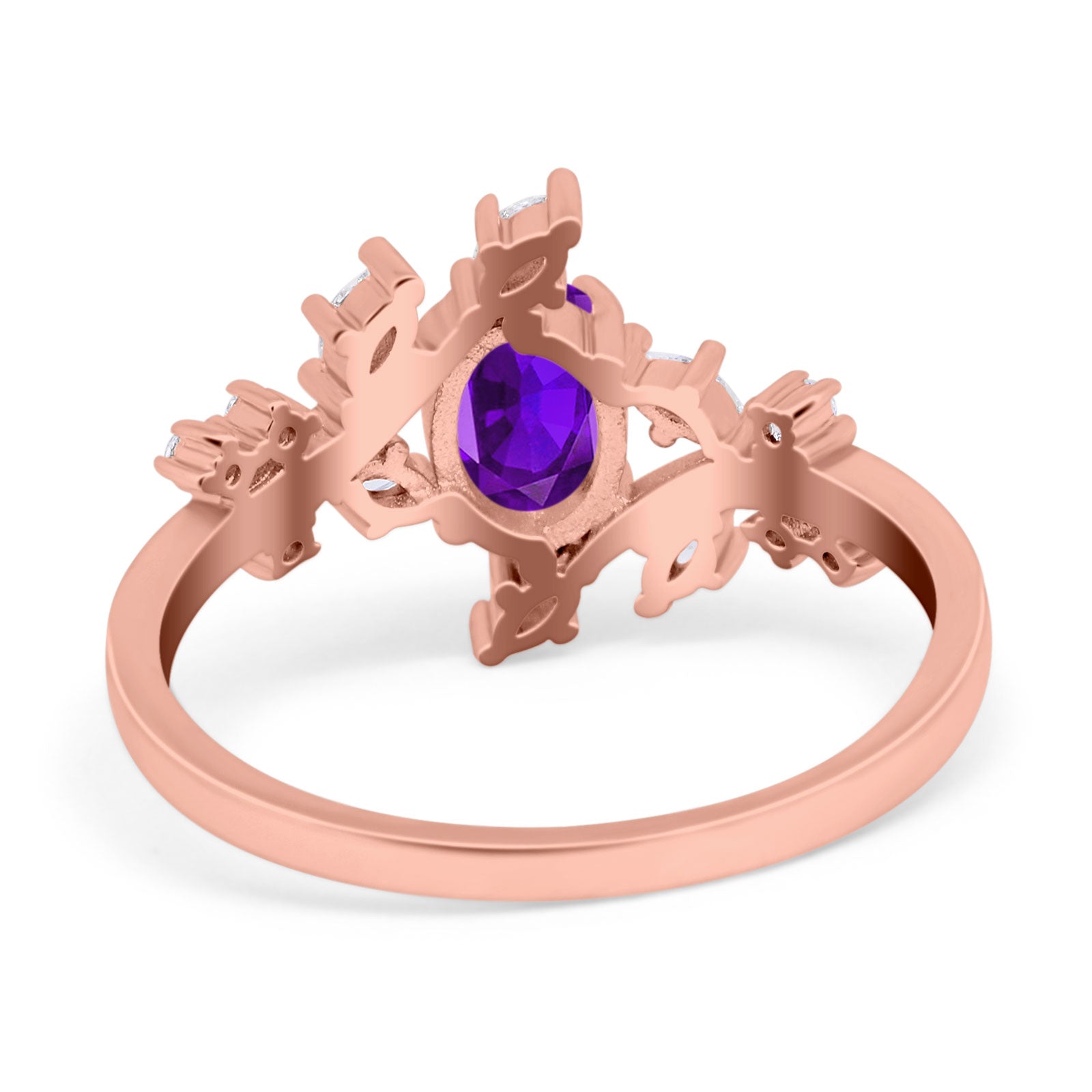 Floral Oval Natural Stone Wedding Ring