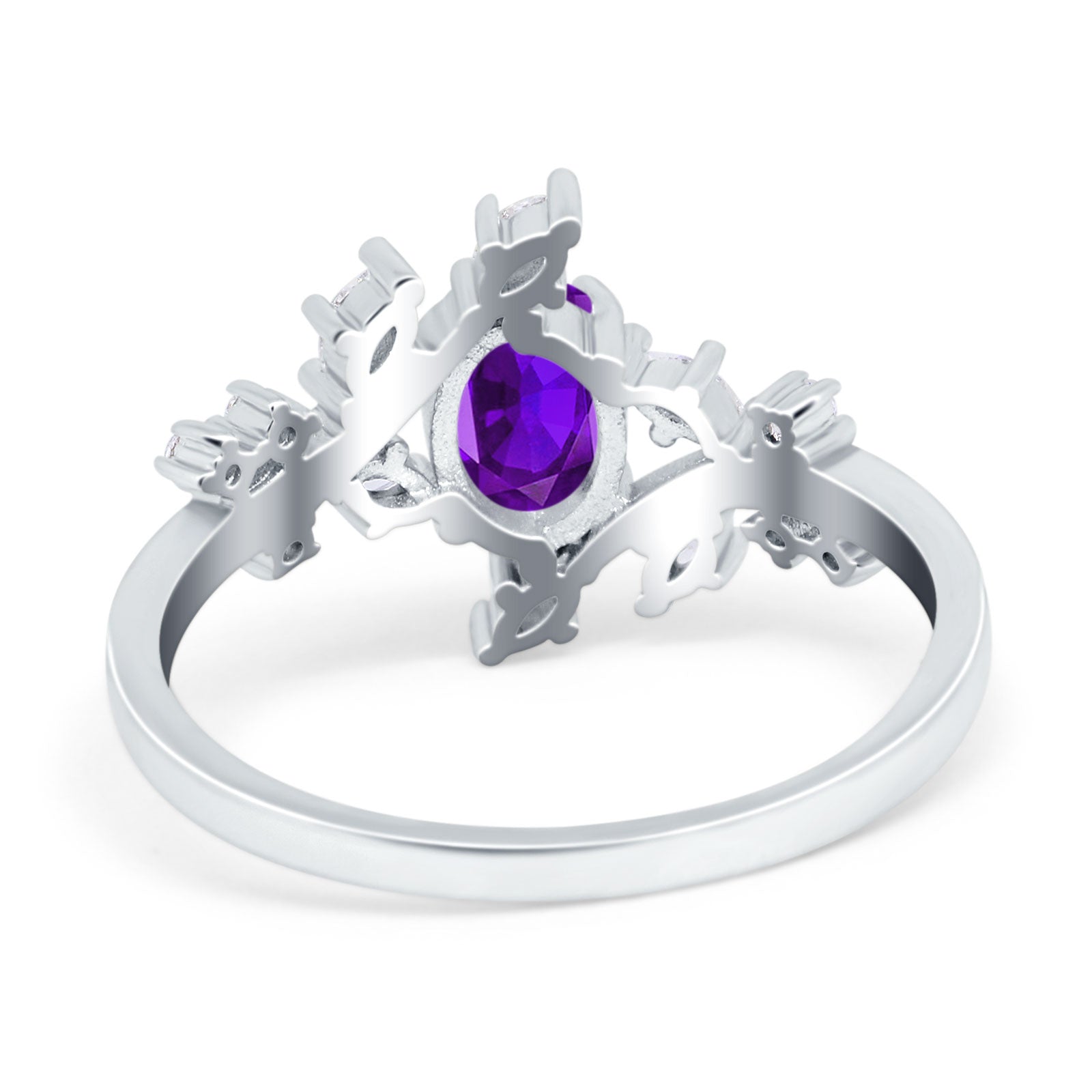 Floral Oval Natural Stone Wedding Ring