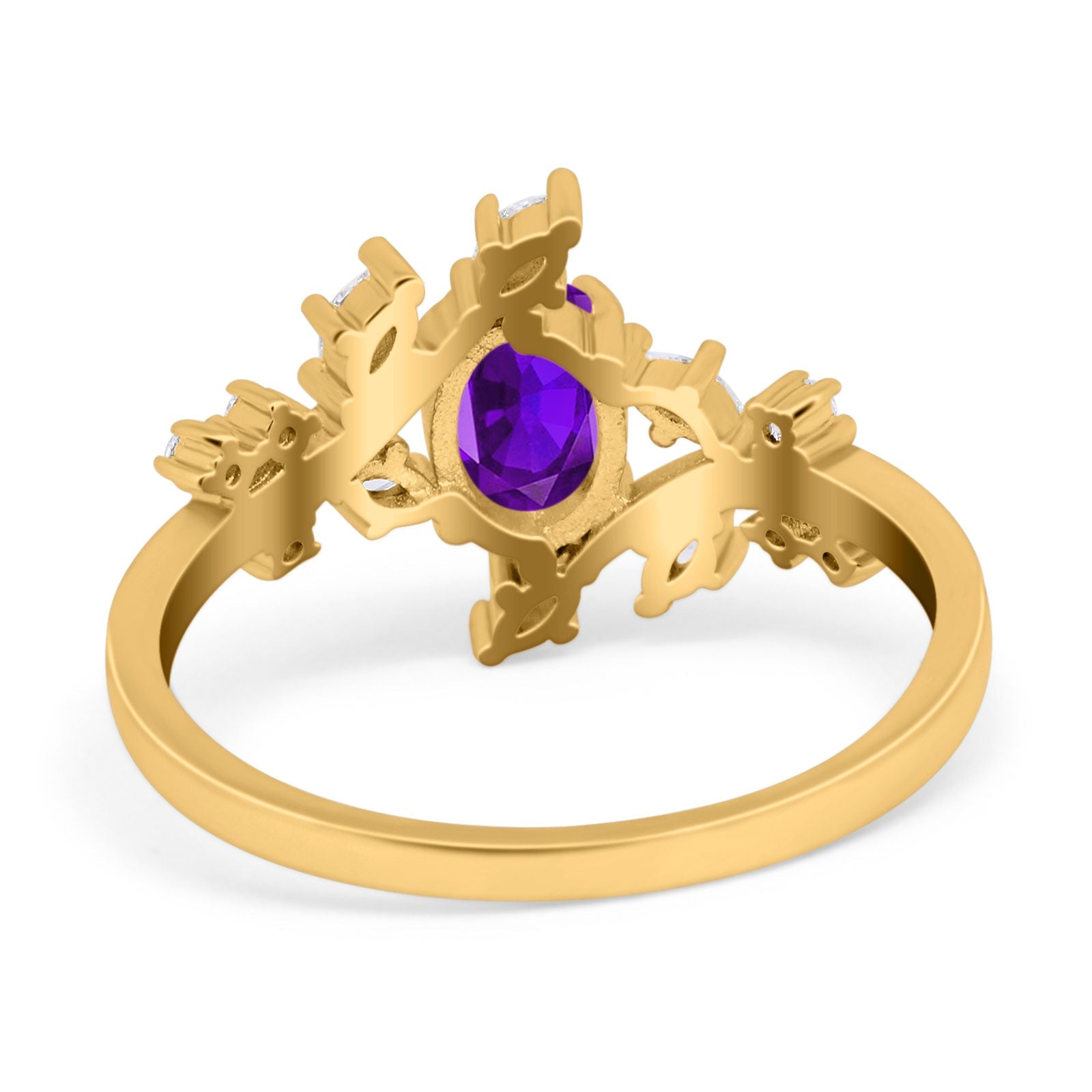 Floral Oval Natural Stone Wedding Ring