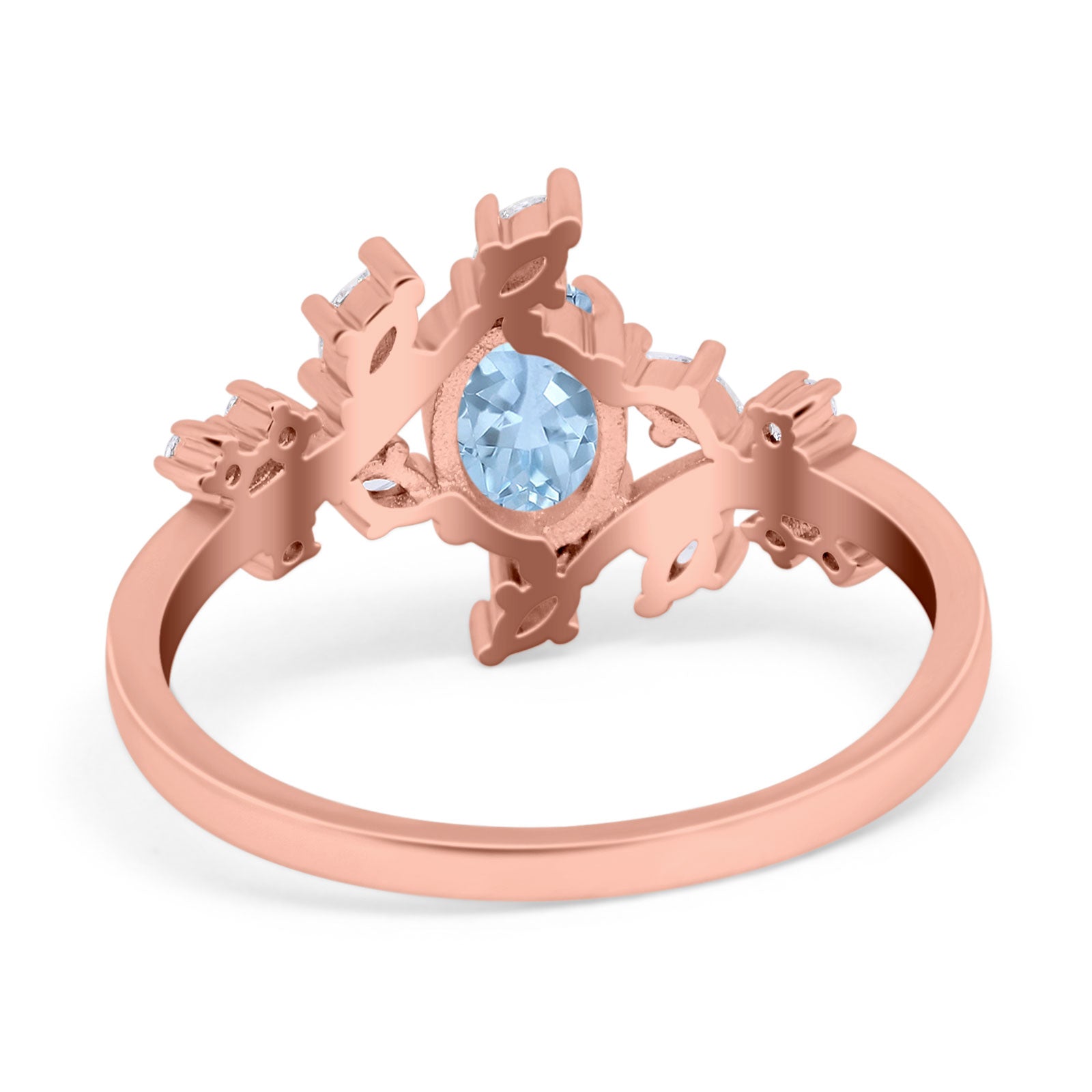 Floral Oval Natural Stone Wedding Ring