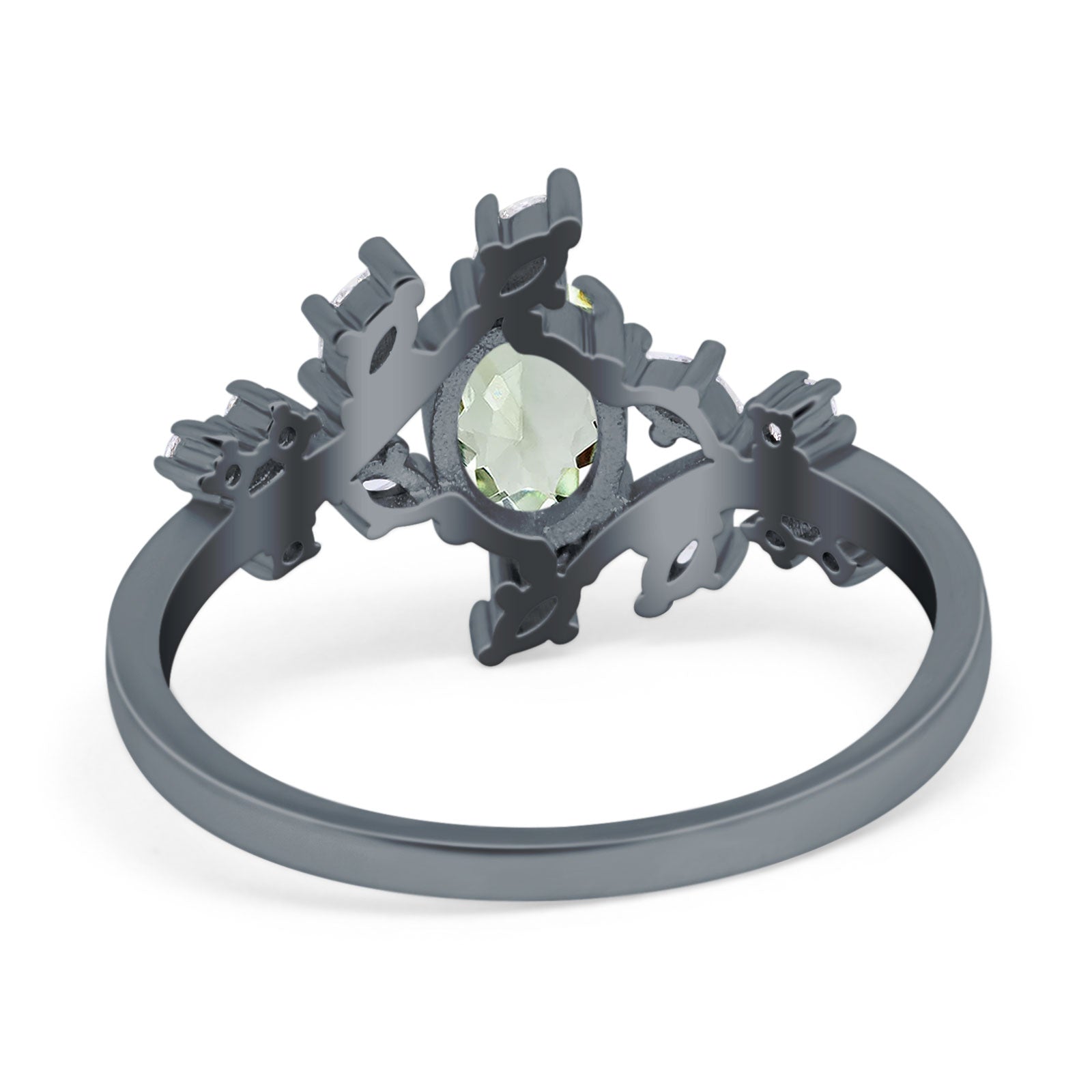 Floral Oval Natural Stone Wedding Ring