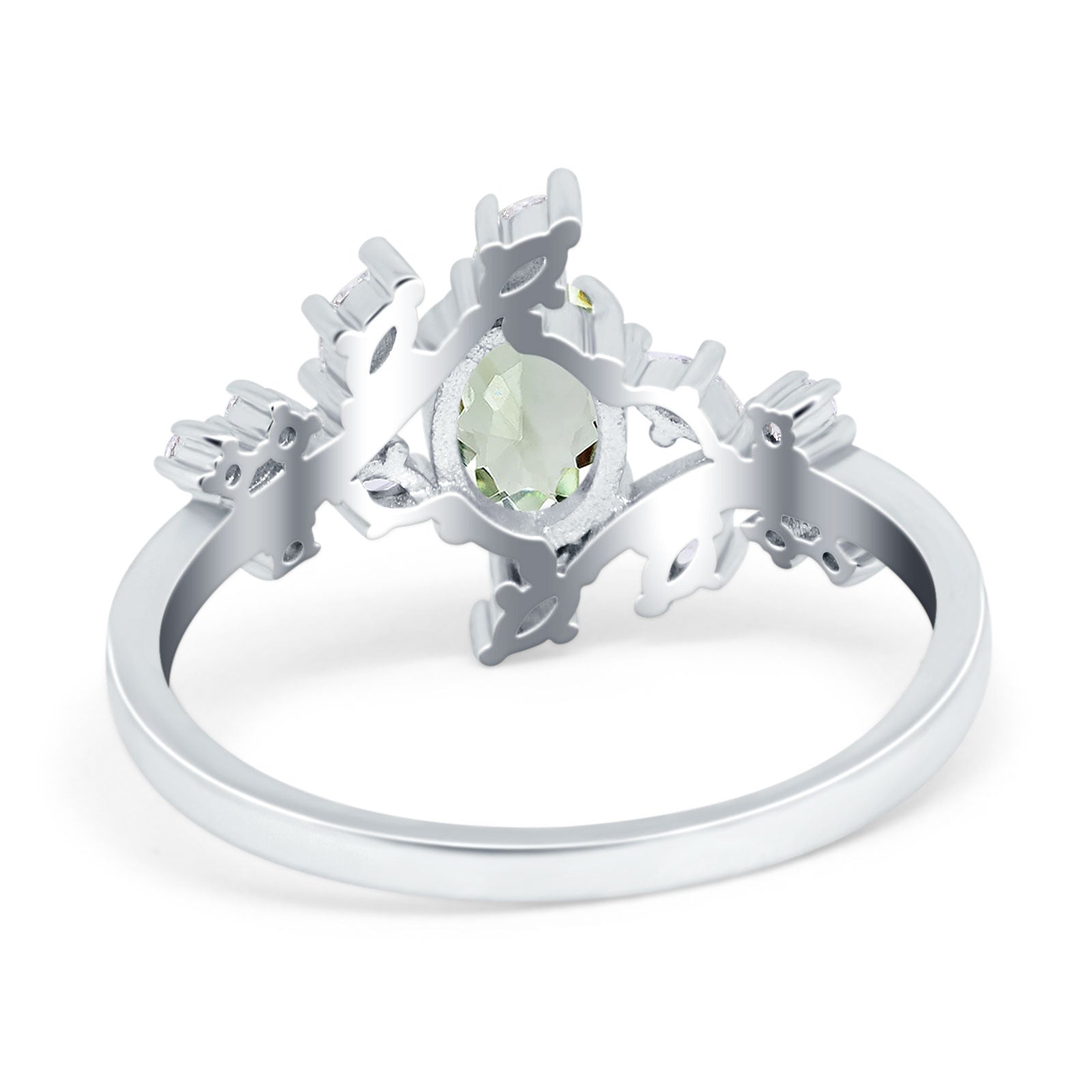 Floral Oval Natural Stone Wedding Ring