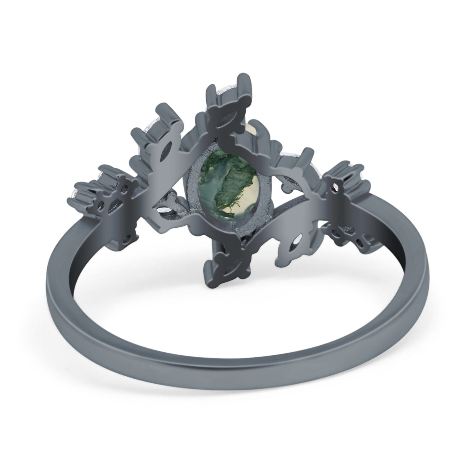 Floral Oval Natural Stone Wedding Ring