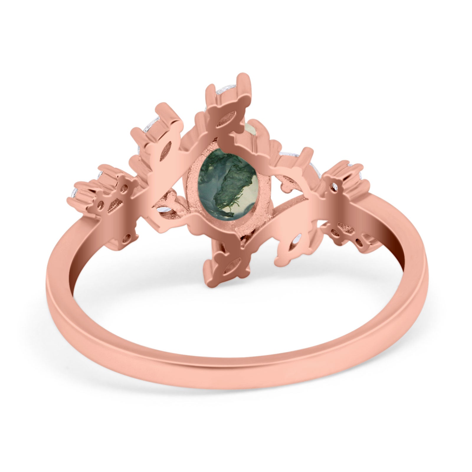 Floral Oval Natural Stone Wedding Ring