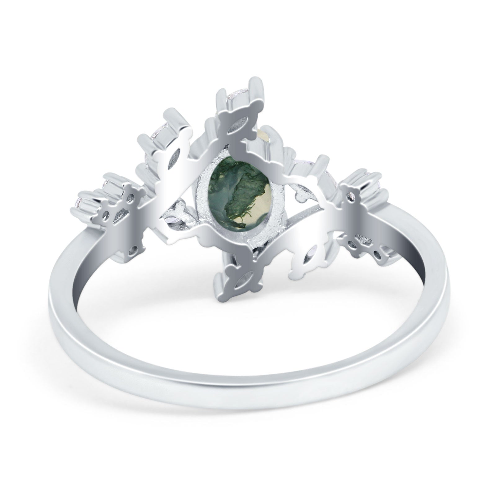 Floral Oval Natural Stone Wedding Ring