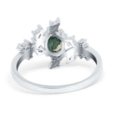 Floral Oval Natural Stone Wedding Ring