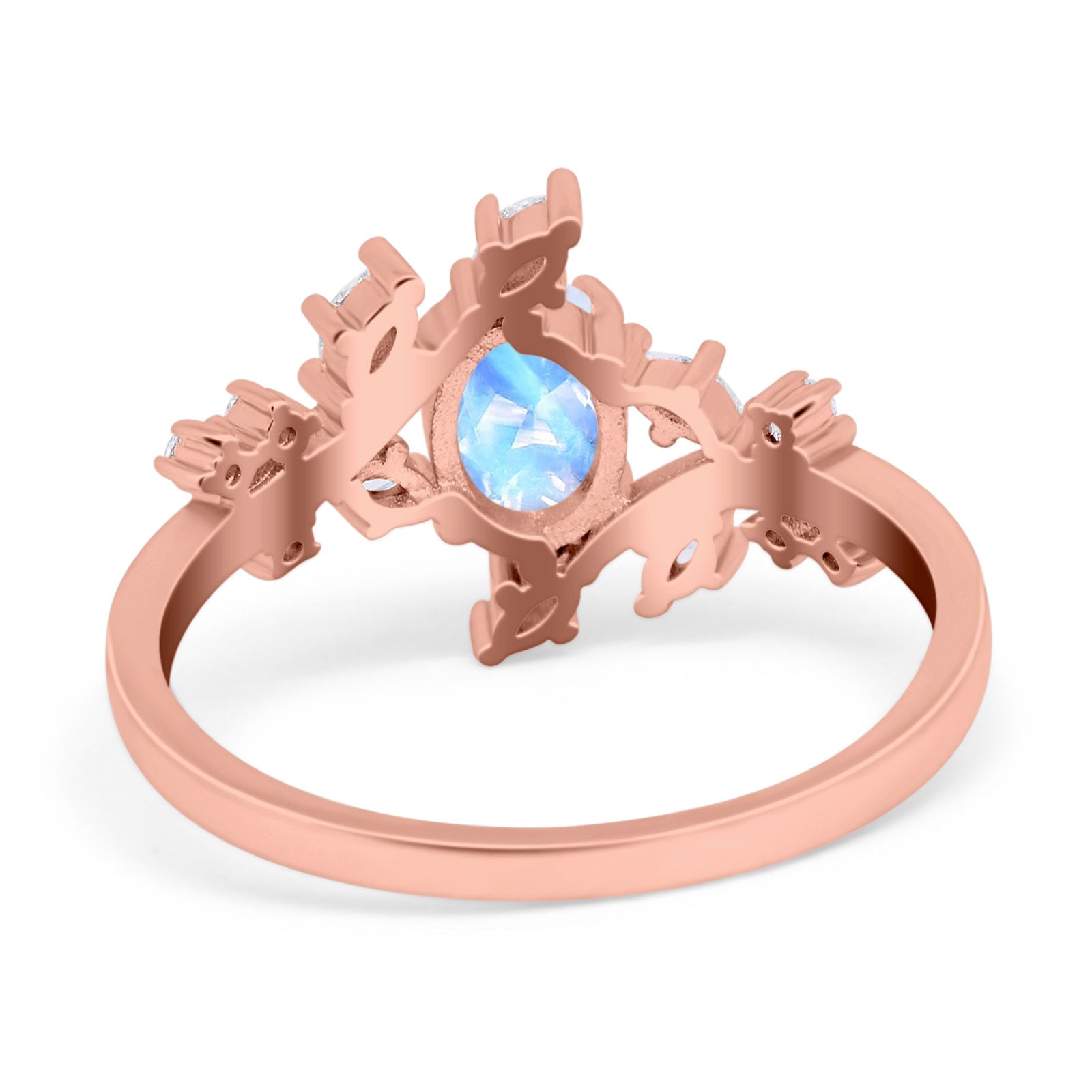 Floral Oval Natural Stone Wedding Ring