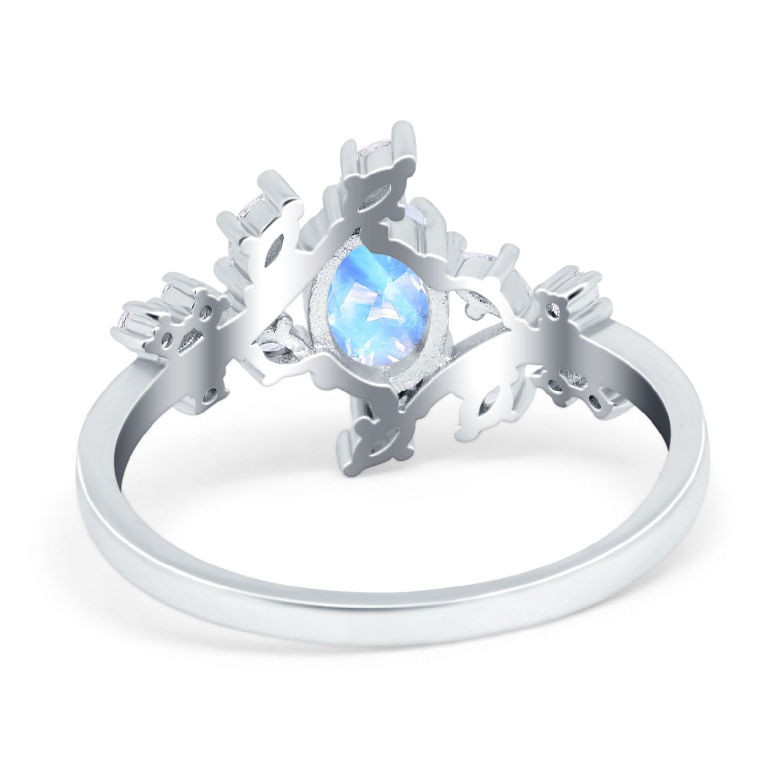 Floral Oval Natural Stone Wedding Ring