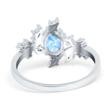 Floral Oval Natural Stone Wedding Ring