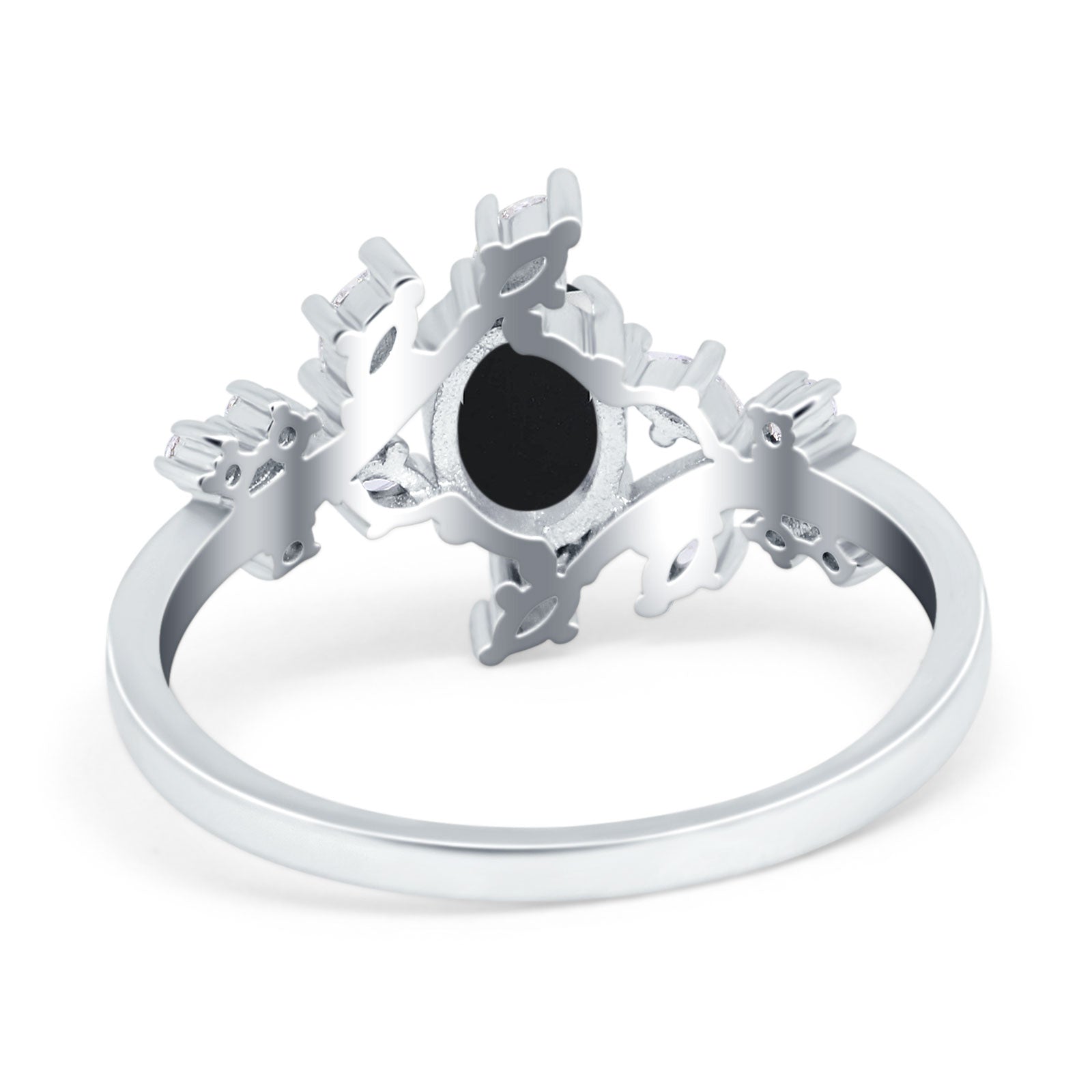 Floral Oval Natural Stone Wedding Ring
