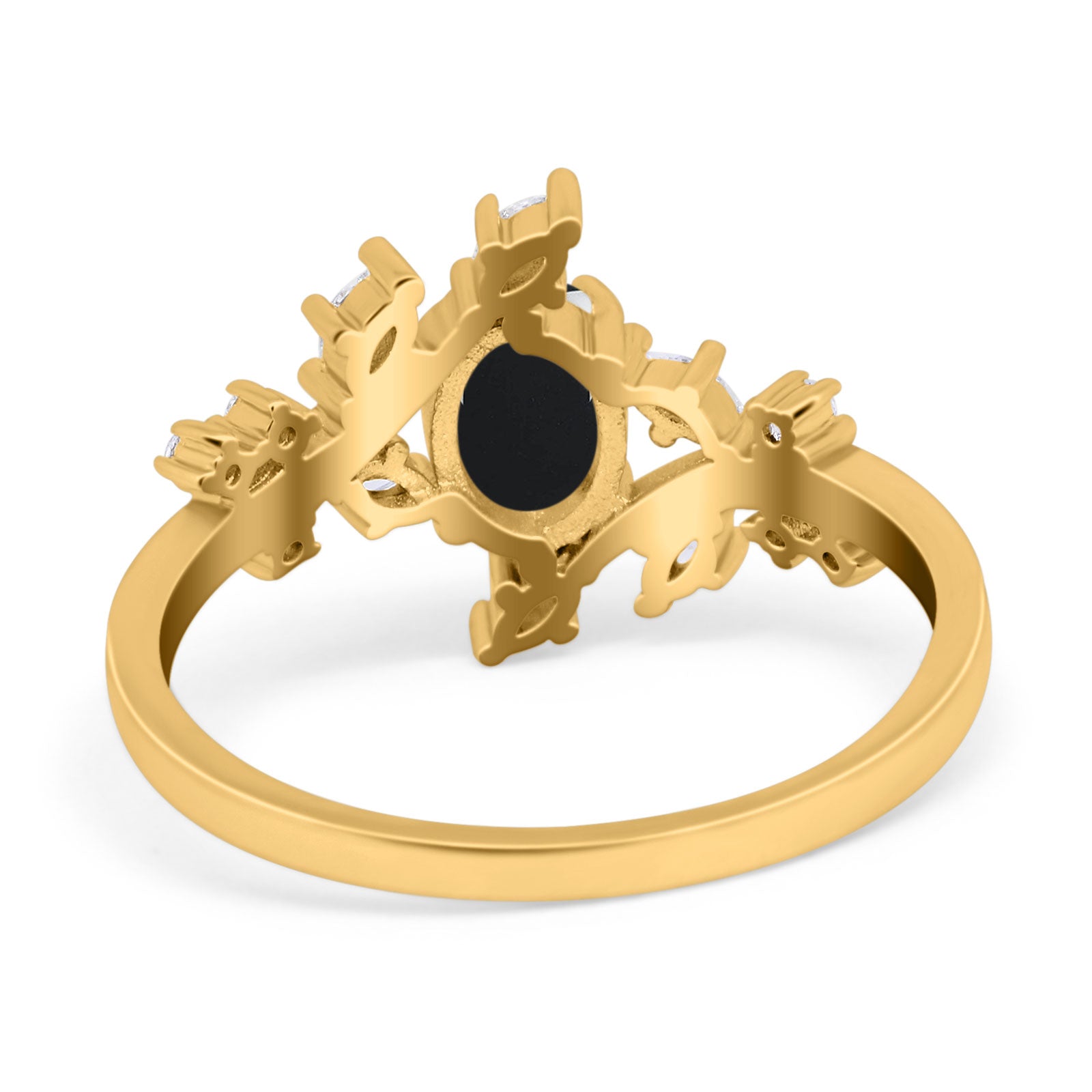 Floral Oval Natural Stone Wedding Ring