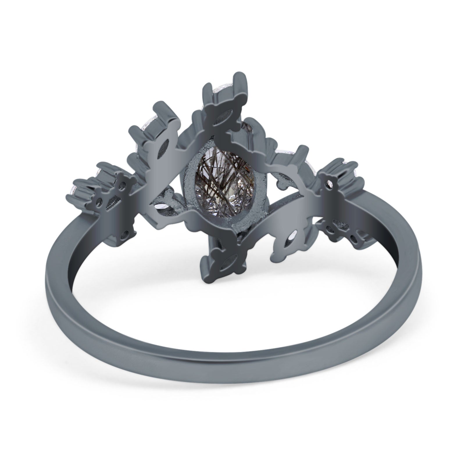 Floral Oval Natural Stone Wedding Ring