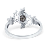 Floral Oval Natural Stone Wedding Ring