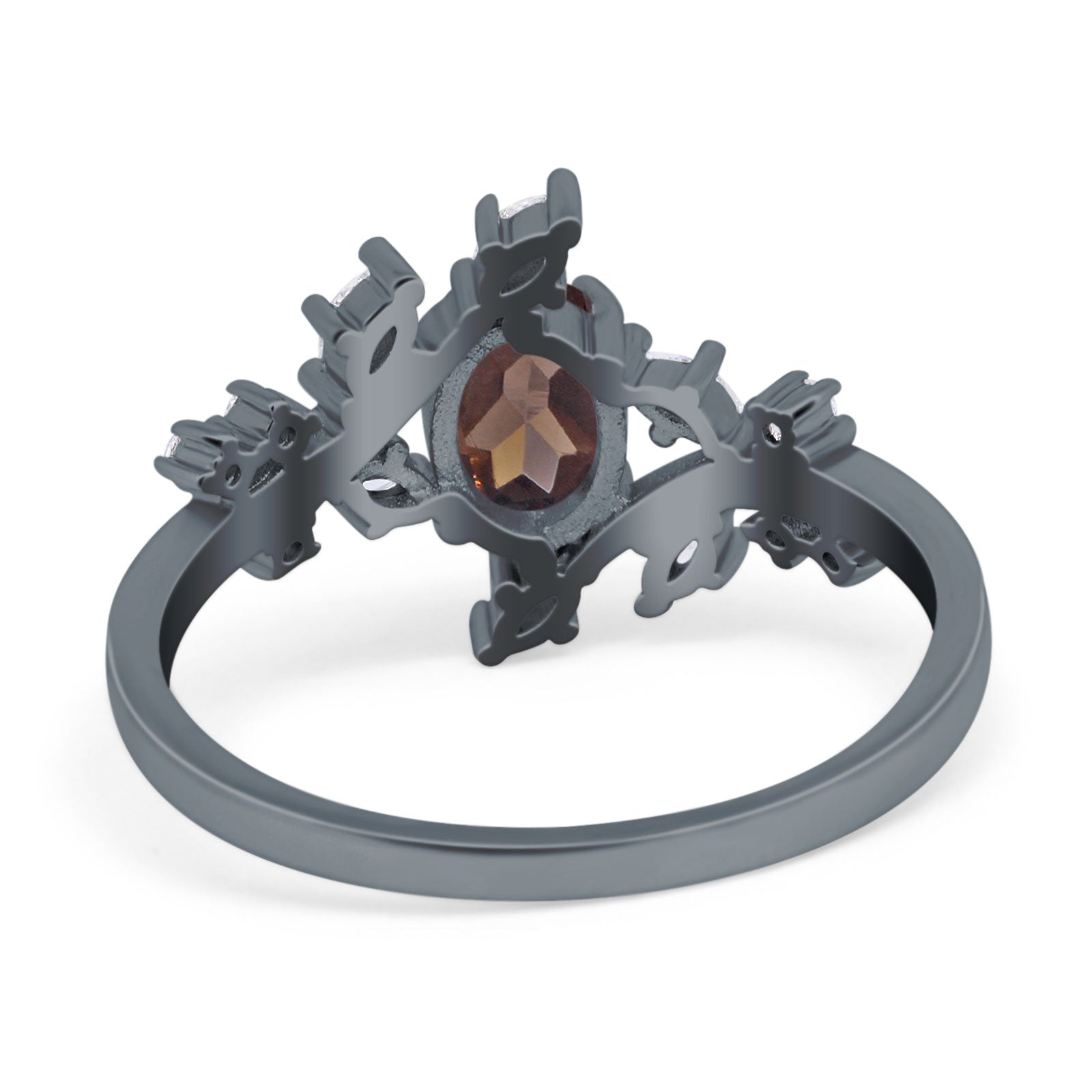 Floral Oval Natural Stone Wedding Ring