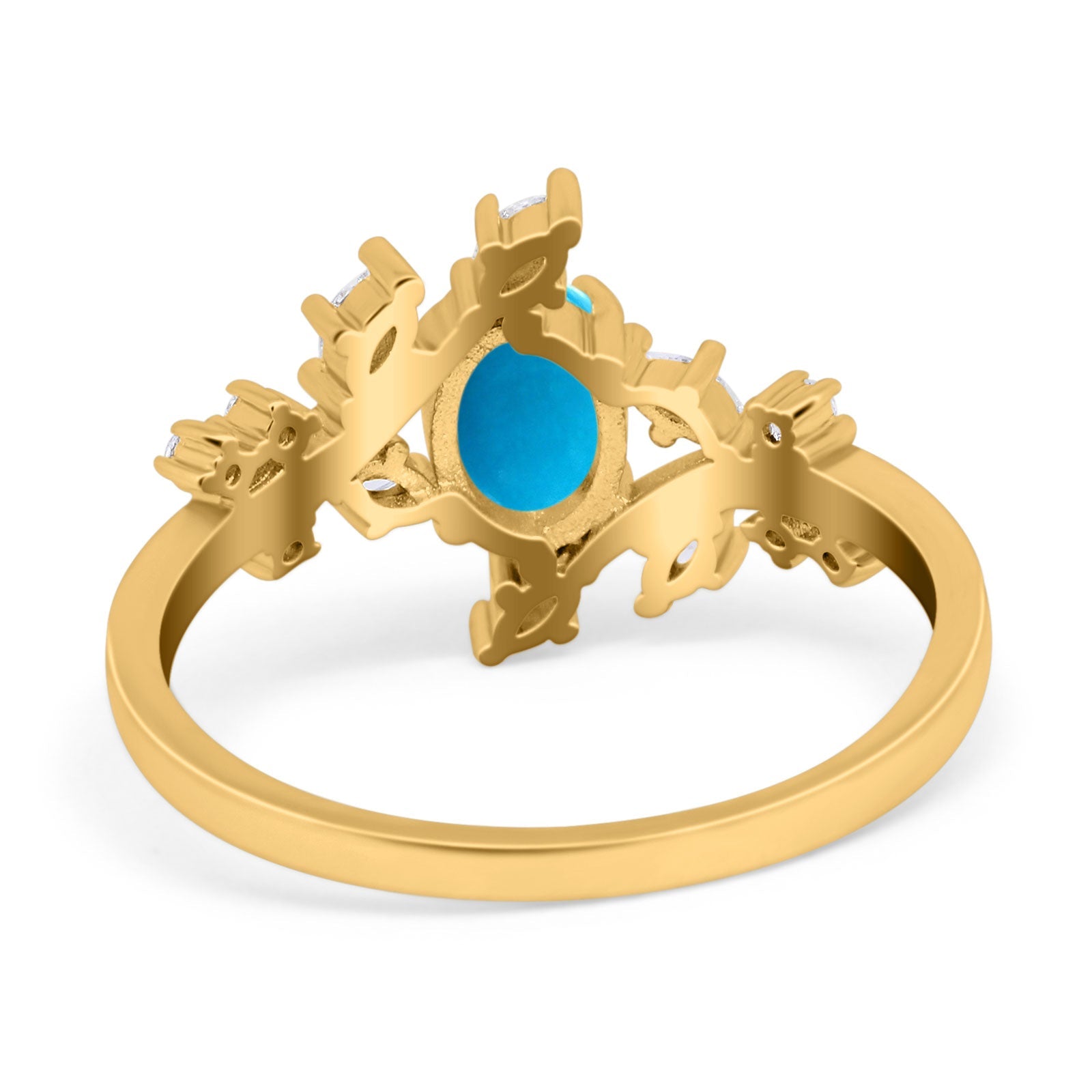 Floral Oval Natural Stone Wedding Ring