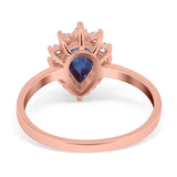 Art Deco Pear Natural Stone Wedding Ring