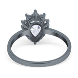 Art Deco Pear Natural Stone Wedding Ring
