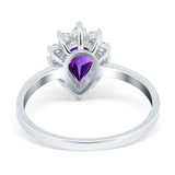 Art Deco Pear Natural Stone Wedding Ring