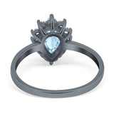 Art Deco Pear Natural Stone Wedding Ring