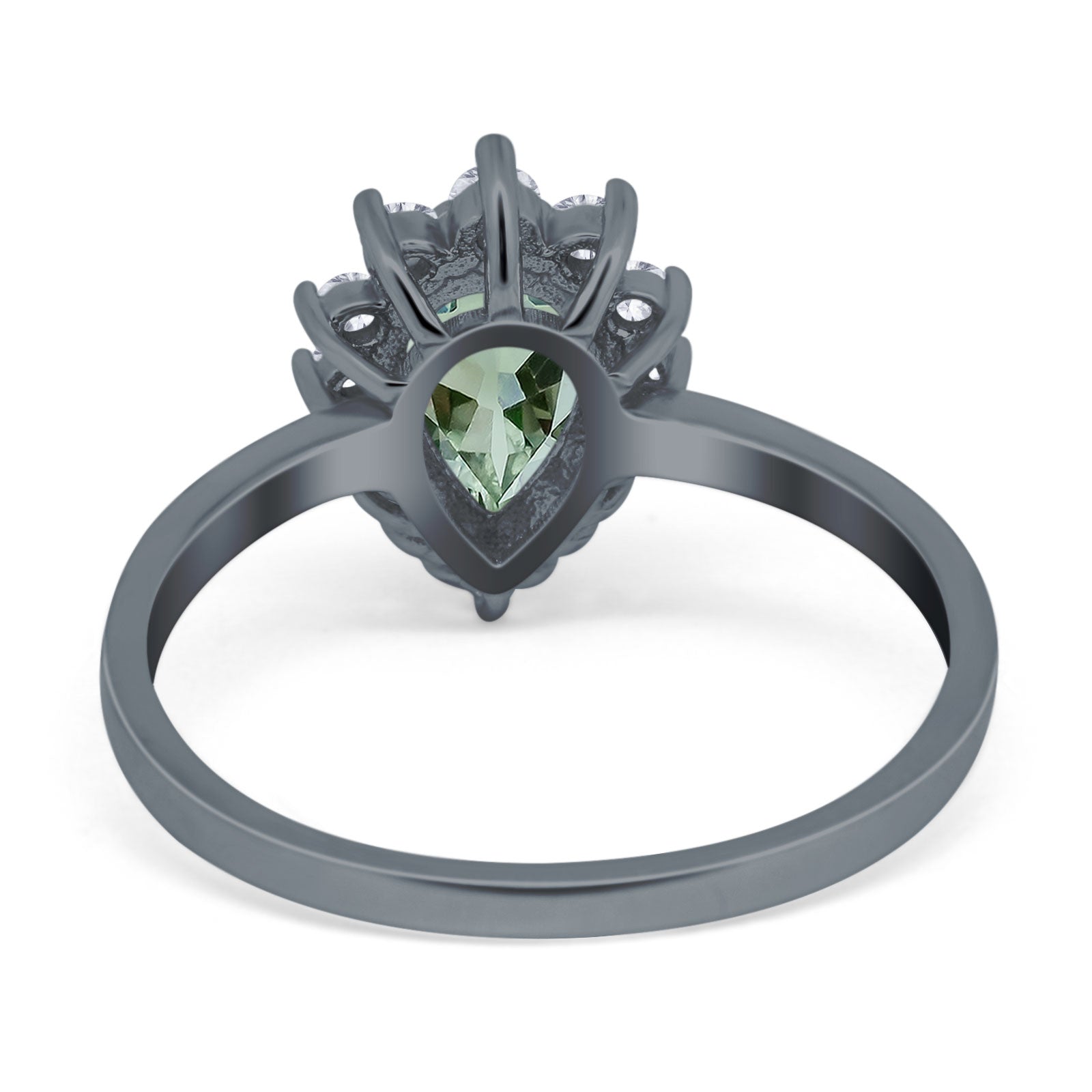 Art Deco Pear Natural Stone Wedding Ring