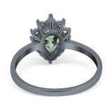 Art Deco Pear Natural Stone Wedding Ring