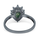 Art Deco Pear Natural Stone Wedding Ring