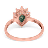 Art Deco Pear Natural Stone Wedding Ring
