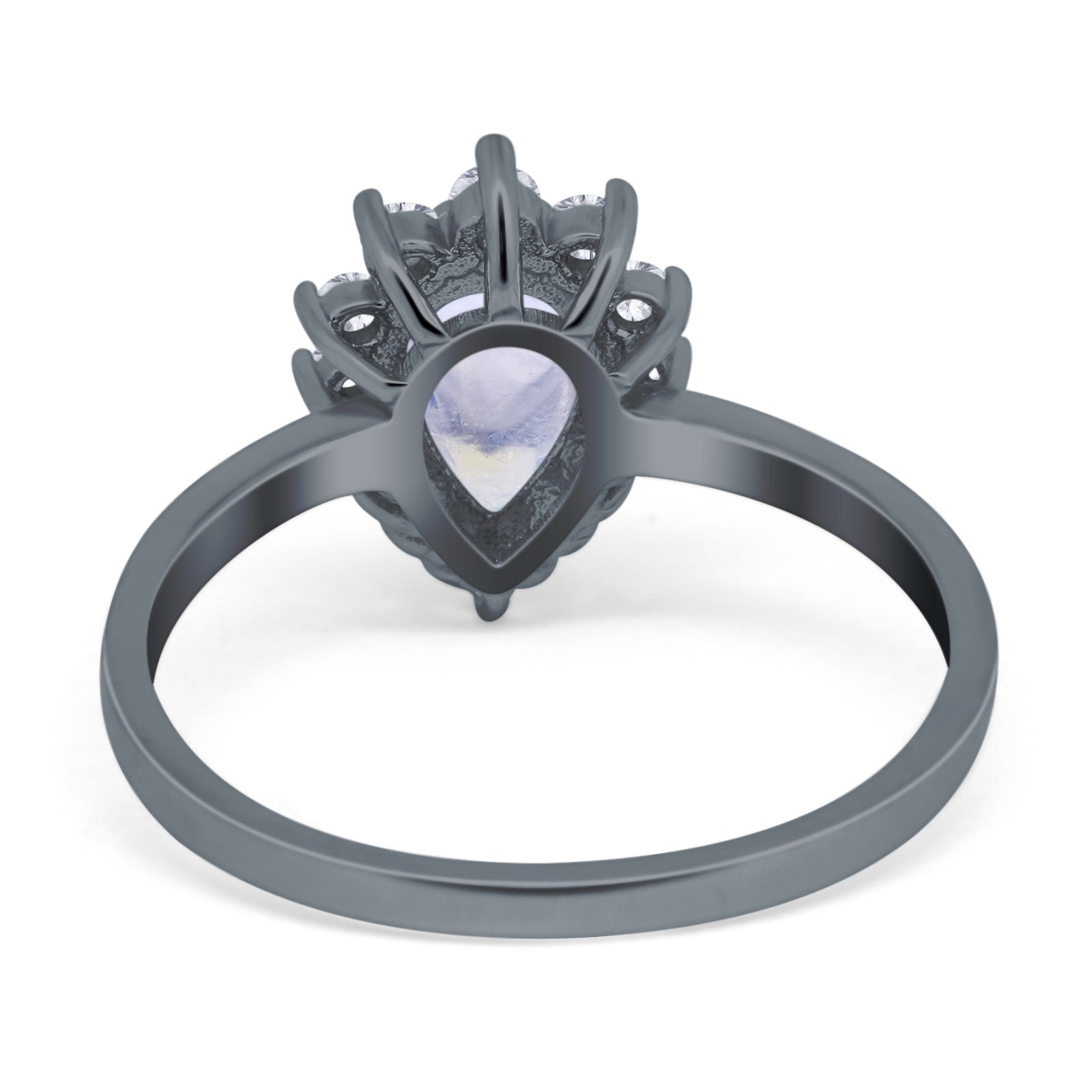 Art Deco Pear Natural Stone Wedding Ring