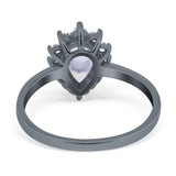 Art Deco Pear Natural Stone Wedding Ring