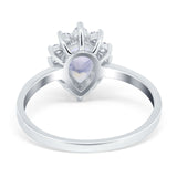 Art Deco Pear Natural Stone Wedding Ring