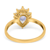 Art Deco Pear Natural Stone Wedding Ring