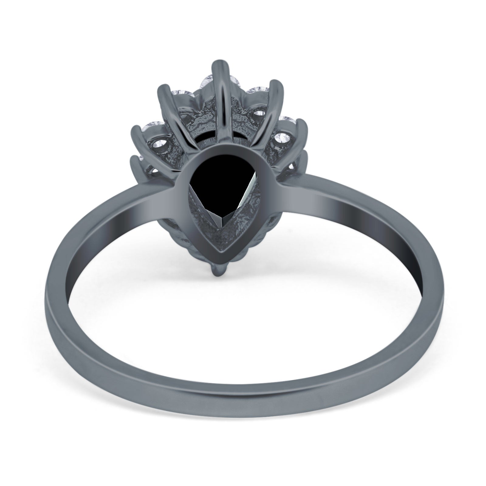 Art Deco Pear Natural Stone Wedding Ring