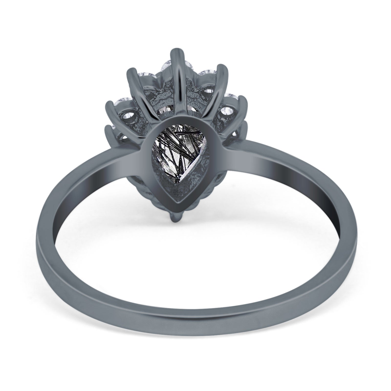 Art Deco Pear Natural Stone Wedding Ring