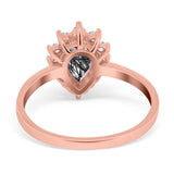 Art Deco Pear Natural Stone Wedding Ring