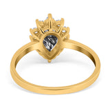 Art Deco Pear Natural Stone Wedding Ring