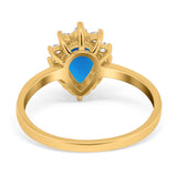 Art Deco Pear Natural Stone Wedding Ring