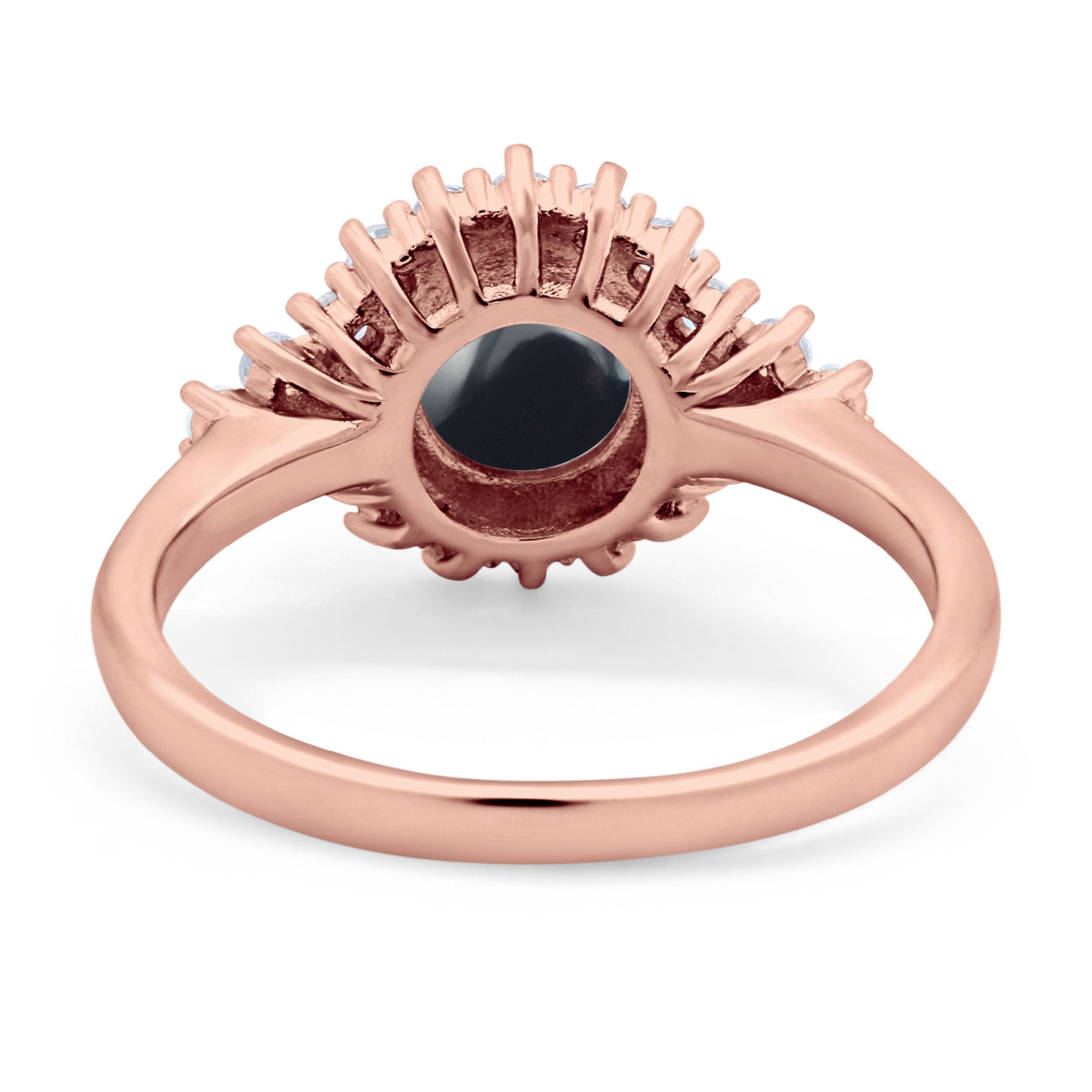 Art Deco Round Natural Stone Flower Ring