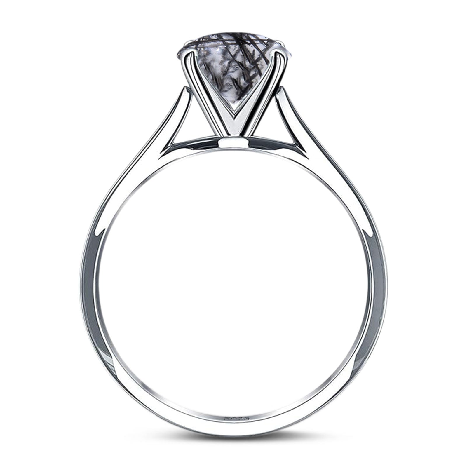 Minimalist Oval Natural Stone Solitaire Ring