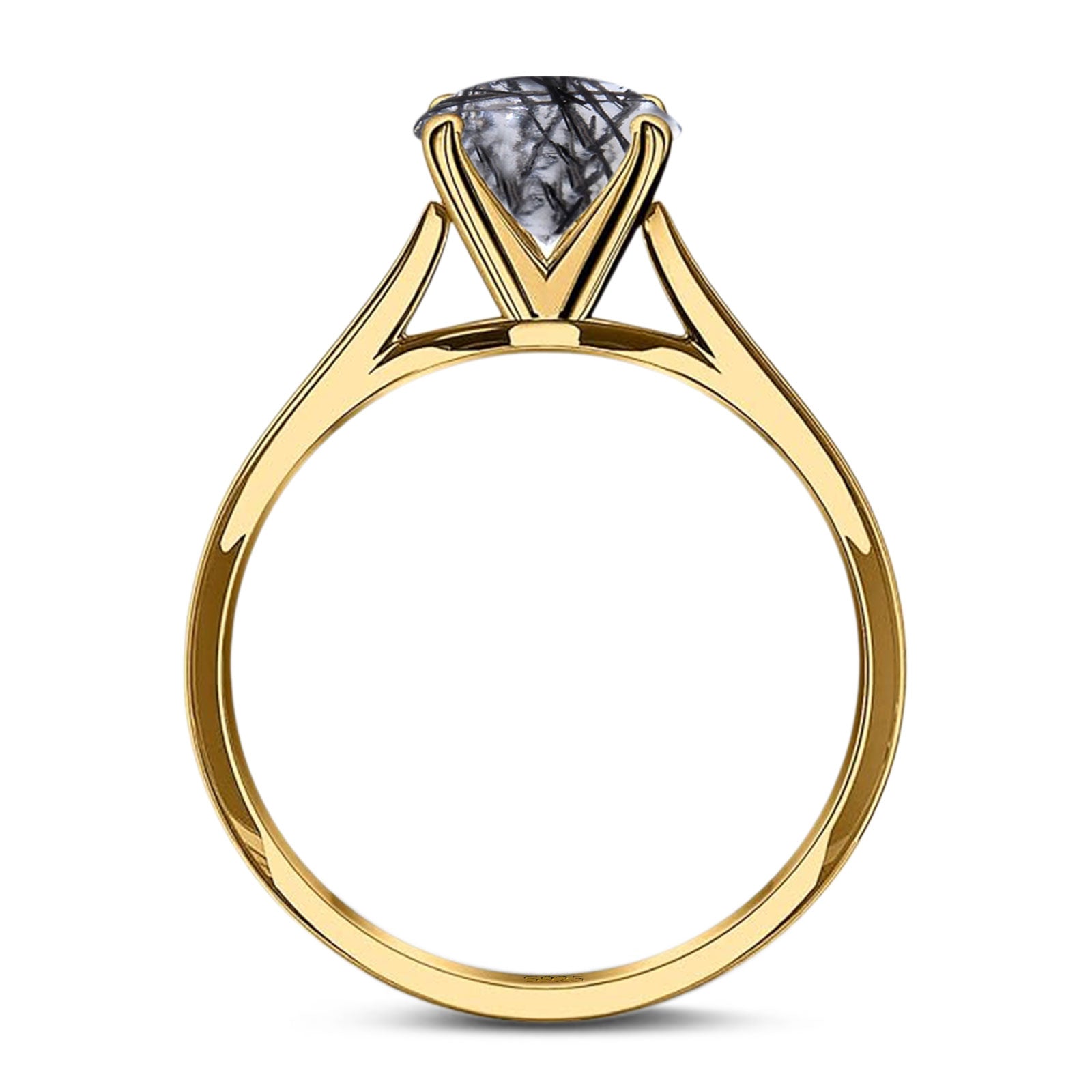 Minimalist Oval Natural Stone Solitaire Ring