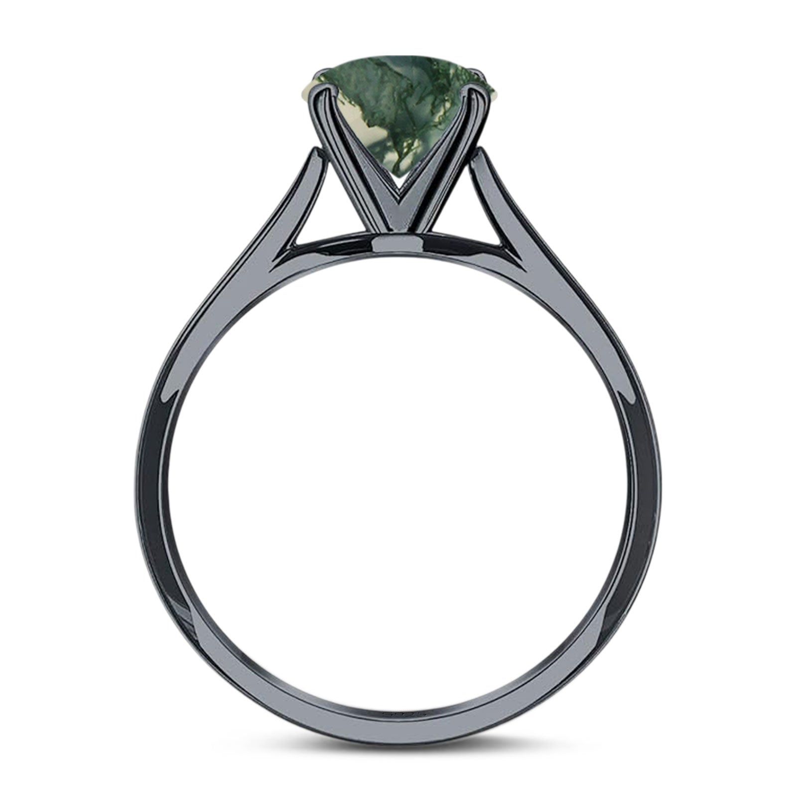 Art Deco Oval Natural Stone Solitaire Ring