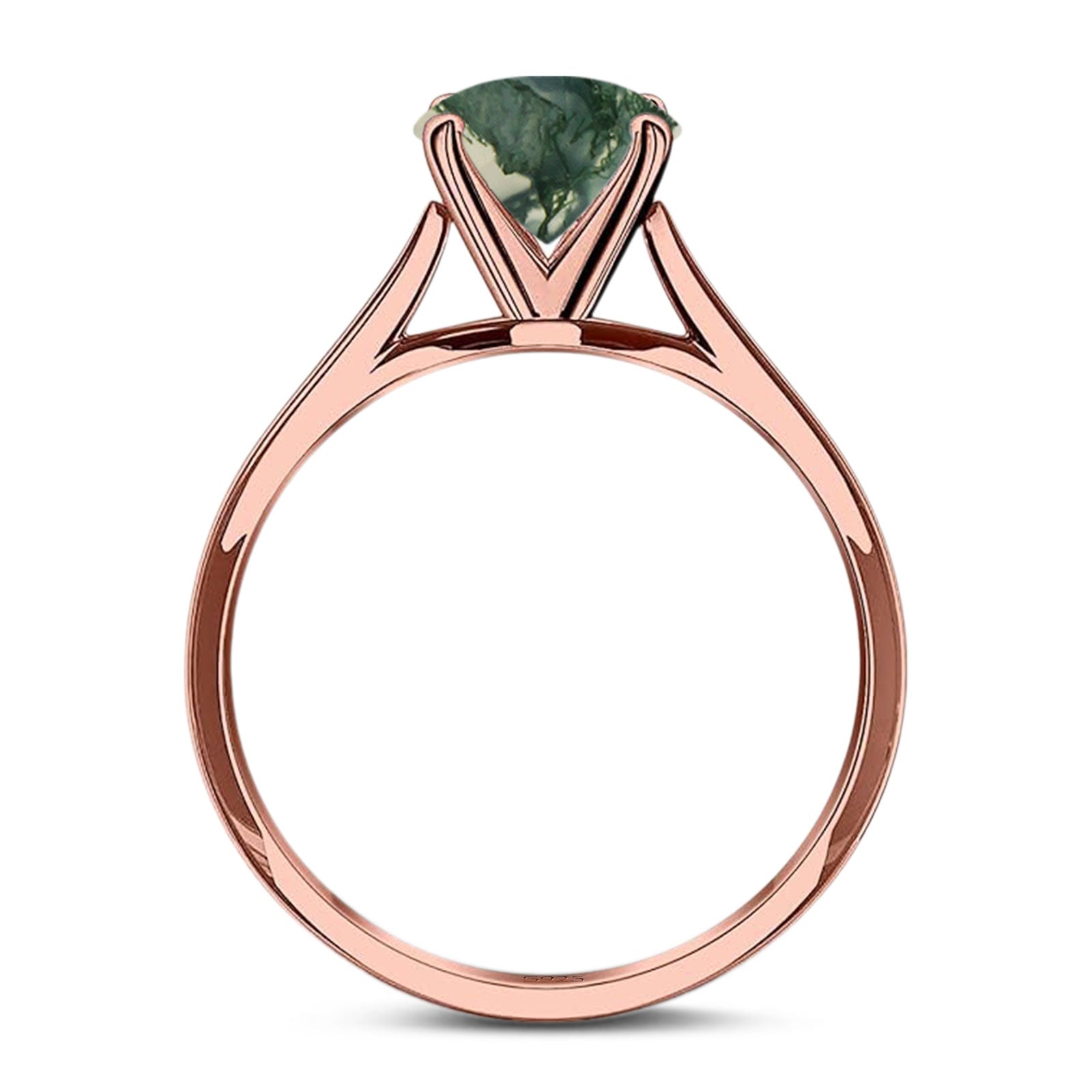 Art Deco Oval Natural Stone Solitaire Ring