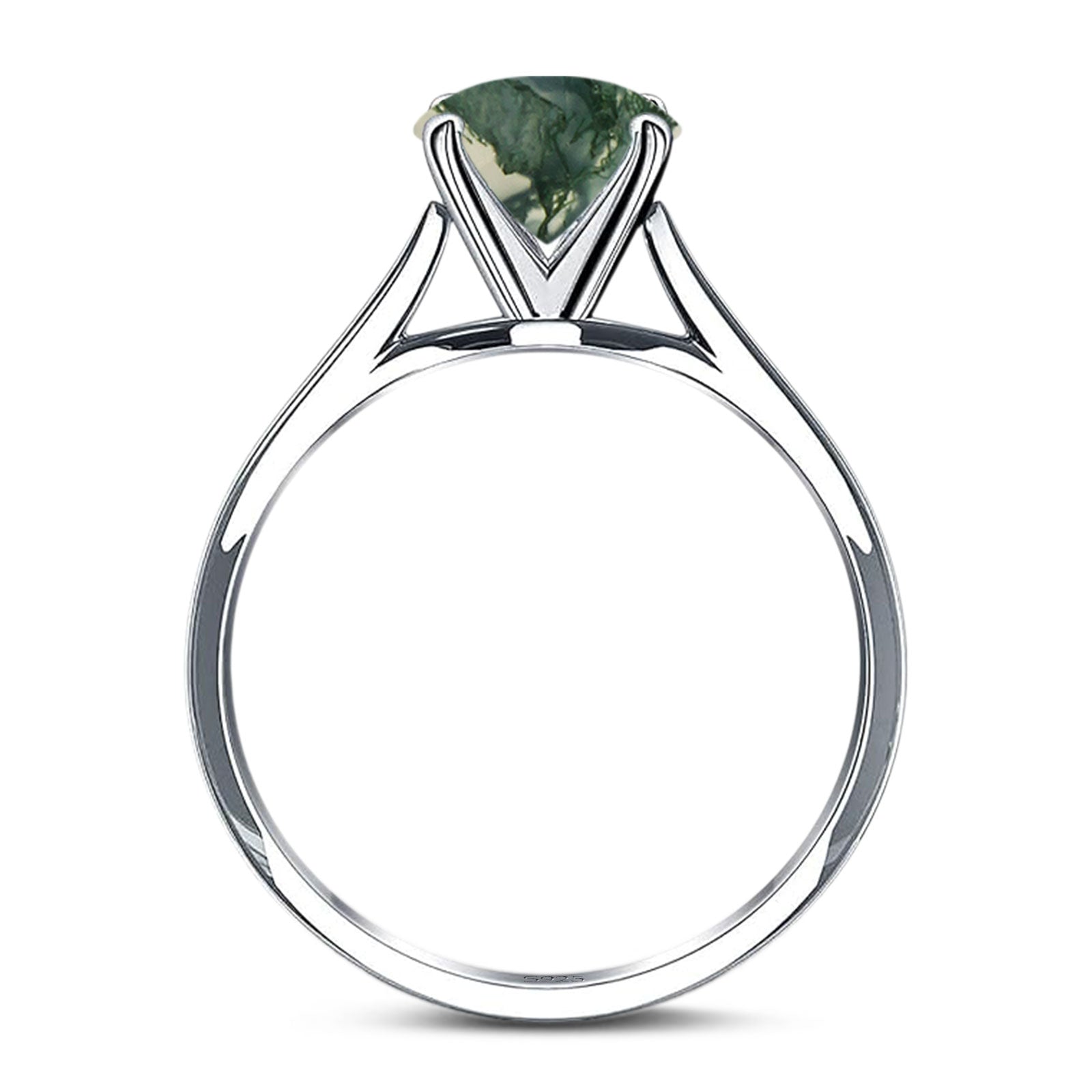 Art Deco Oval Natural Stone Solitaire Ring