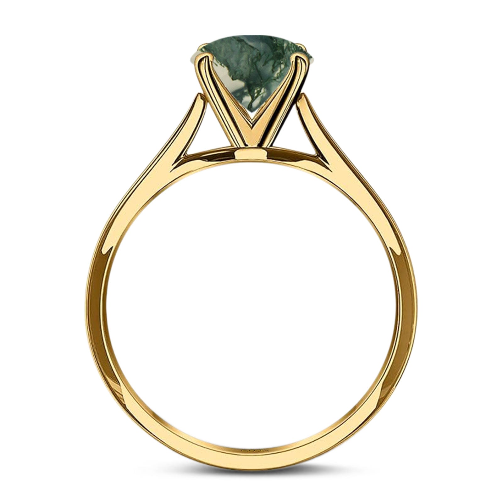 Art Deco Oval Natural Stone Solitaire Ring